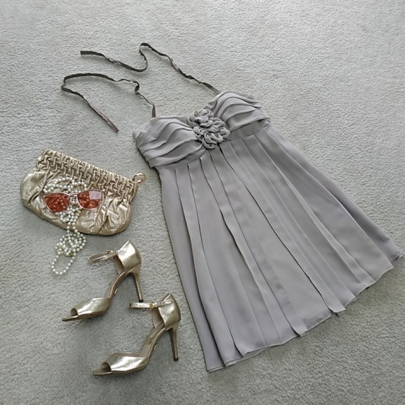Ya Los Angeles Dresses & Skirts - YA- LOS ANGELES/TAUPE SILK BLEND BABYDOLL DRESS